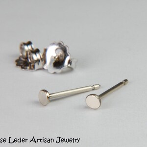 Handmade 14K White Gold Stud Earrings: Organic Minimalist Studs image 1