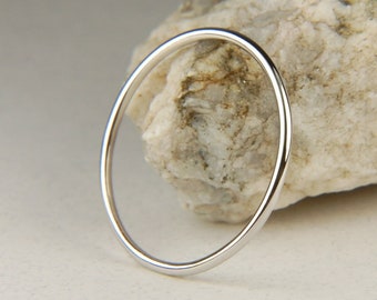 Dainty 18K White Gold Band Ring: Minimalist Stacking Ring