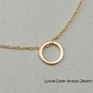 14K Gold Circle Necklace, Dainty Necklace Gold Minimalist Necklace 14K Solid Gold Necklace Circle Pendant Gold Jewelry for Her