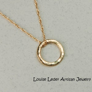 14K Gold Circle Necklace Gold Karma Necklace Minimalist Necklace 14K Solid Gold Necklace Simple Gold Necklace for Women