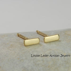 18K Solid Gold Earrings Minimalist Earrings Gold Stud Earrings 18K Bar Earrings Gold Studs 18K Gold Jewelry
