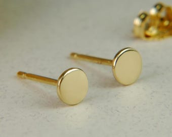 Handmade 18K Solid Gold Stud Earrings: Organic Minimalist Studs