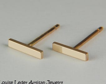 Minimalist Earrings 14K Solid Gold: Handmade Everyday Studs