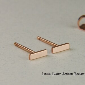 14K Rose Gold Earrings, Minimalist Earrings Gold Stud Earrings 14K Rose Gold Earrings, Solid Gold Bar Earrings Rose Gold Jewelry