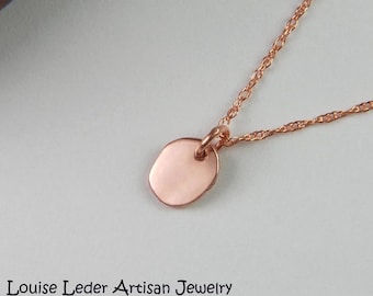 Handmade 14K Rose Gold Organic Necklace - Dainty Minimalist Pendant