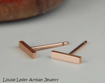 Rose Gold Earrings 14K Solid Gold Earrings, Minimalist Earrings Gold Stud Earrings 14K Rose Gold Jewelry