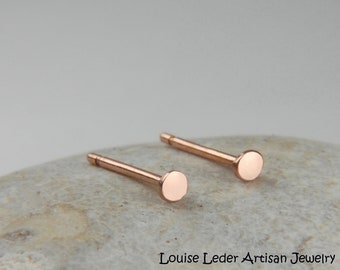 Rose Gold Earrings 14K Minimalist Earrings Rose Gold Organic Earrings, Solid Rose Gold Earrings 14K Rose Gold Jewelry