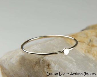 Dainty 14K White Gold Ring: Handmade Minimalist Band