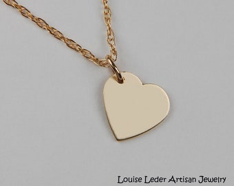 Dainty 14K Solid Gold Heart Necklace: Handmade Minimalist Jewelry