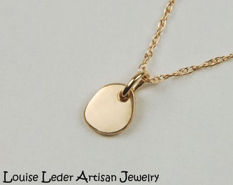 Handmade 14K Solid Gold Organic Necklace - Choose Pendant Size and Finish