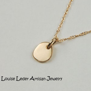 Handmade 14K Solid Gold Organic Necklace - Choose Pendant Size and Finish