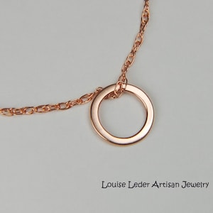 Rose Gold Circle Necklace 14K Gold Karma Necklace Solid Rose Gold Necklace for Women, Dainty Necklace Gold Circle Pendant