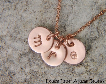 14K Rose Gold Disc Necklace: Personalized Stamped Initial Necklace