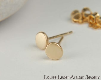 Handmade 14K Gold Stud Earrings: Organic Minimalist Studs