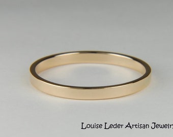 14K Solid Gold Minimalist Ring: Simple Wedding Band