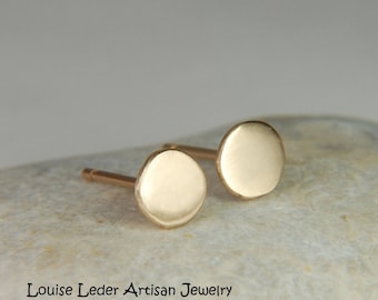 14K Solid Gold Earrings Minimalist Gold Studs Organic Earrings Gold Stud Earrings 14K Gold Jewelry