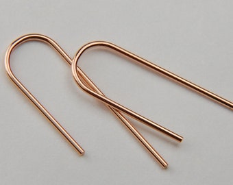 14K Rose Gold Hoop Earrings: Minimalist Open Hoops