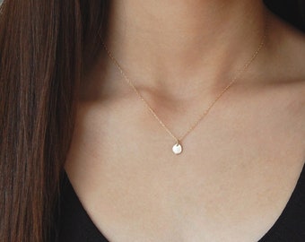Handmade 14K Solid Gold Organic Necklace: Dainty Gold Pendant for Women