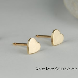 Gold Heart Earrings 14K Solid Gold Earrings, Gold Stud Earrings, Heart Studs Gold, Gold Heart Jewelry