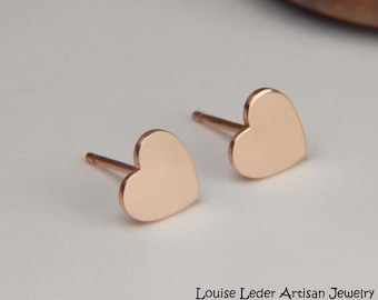 Gold Heart Earrings 14K Solid Gold Earrings for Women Heart Stud Earrings 14K Gold Stud Earrings Gold Studs