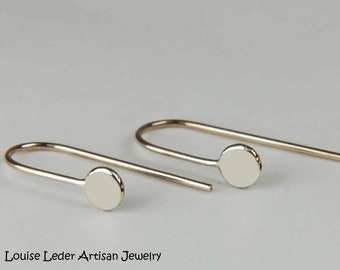 Open Hoop Earrings 14K White Gold Earrings, Drop Earrings White Gold Organic Earrings 14K Gold Dot Earrings, White Gold Jewelry