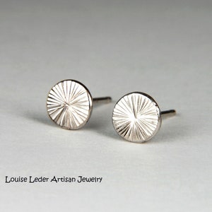 14K White Gold Stud Earrings: Rustic Organic Studs