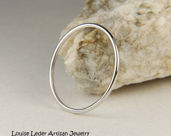 Dainty 18K White Gold Band Ring: Minimalist Stacking Ring
