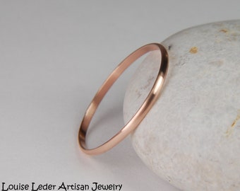 Dainty 14K Gold Ring: Thin Stacking Band, Handmade