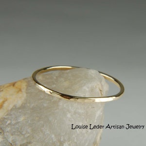 Solid Gold Ring 14K Dainty Ring Gold Minimalist Ring Rustic Wedding Band Gold Hammered Ring 14K Gold Stacking Ring