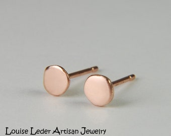 Handmade 14K Rose Gold Stud Earrings: Organic Minimalist Jewelry
