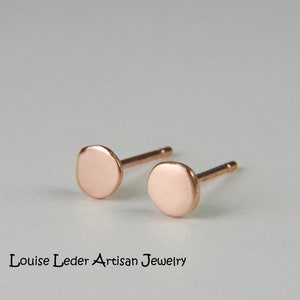 14K Rose Gold Stud Earrings Minimalist Earrings Gold Organic Earrings Rose Gold Earrings 14K Solid Rose Gold Jewelry