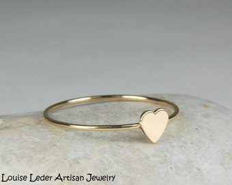 Gold Heart Ring 14K Solid Gold Ring Dainty Heart Ring 14K Gold Heart Ring for Her, Rose Gold Ring, White Gold Ring