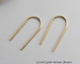 14K Gold Open Hoop Earrings: Handmade Minimalist Jewelry
