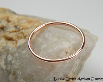 14K Rose Gold Ring, Dainty Ring for Women Rose Gold Minimalist Ring 14K Solid Gold Ring