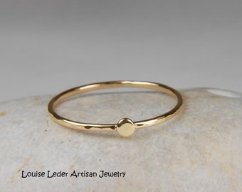 Handmade Hammered 18K Gold Ring: Dainty Stacking Band