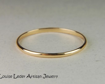 Dainty 18K Solid Gold Wedding Band - Minimalist Thin Gold Ring