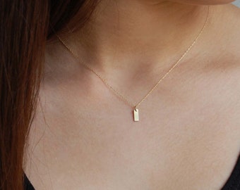 18K Solid Gold Minimalist Necklace: Handmade Pendant, Rope or Cable Chain