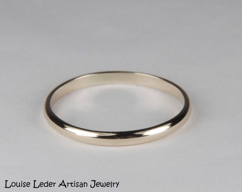 Handmade 14K White Gold Wedding Band - Minimalist Ring