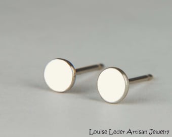 Handmade 14K White Gold Stud Earrings: Minimalist Organic Jewelry