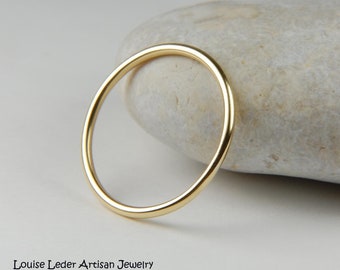 Dainty 18K Solid Gold Ring: Thin Wedding Band, Stacking Jewelry