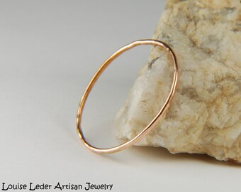 Handmade 14K Gold Hammered Stacking Ring - Dainty Minimalist Band