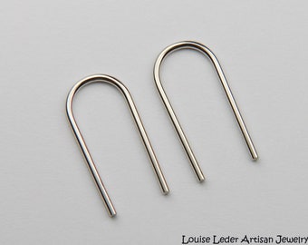 Minimalist 14K Palladium White Gold Open Hoop Earrings