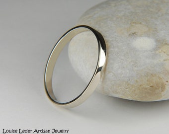 Handmade 14K White Gold Wedding Band - Simple Minimalist Ring