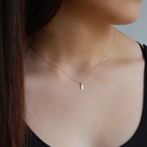Dainty Gold Necklace 14K Minimalist Necklace for Women Gold Bar Necklace 14K Solid Gold Necklace Dainty Gold Jewelry