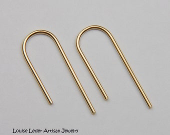 Handmade 18K Gold Open Hoop Earrings: Minimalist Solid Gold