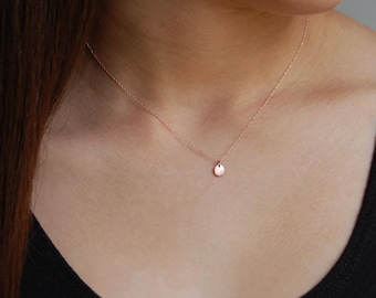 Handmade 14K Rose Gold Dainty Necklace: Organic Minimalist Pendant