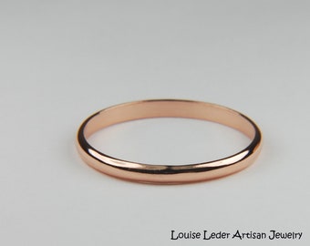 Handmade 14K Solid Rose Gold Wedding Ring - Minimalist Band