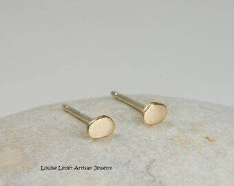 Tiny Gold Earrings 14K Gold Studs Minimalist Earrings Organic Earrings Gold Stud Earrings Simple Gold Earrings
