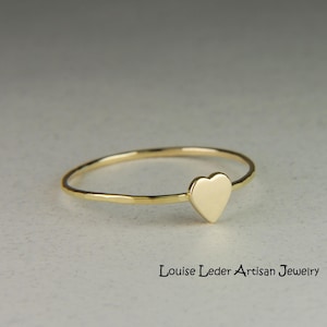 18K Gold Heart Ring for Women, Dainty Heart Ring for Her, 18K Solid Gold Ring, Friendship Ring 18K Heart Ring