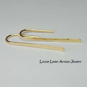 Handmade 18K Solid Gold Hammered Open Hoop Earrings